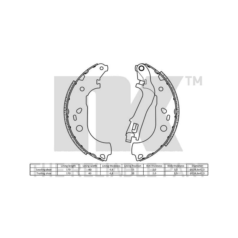 Jeu de mâchoires de frein NK