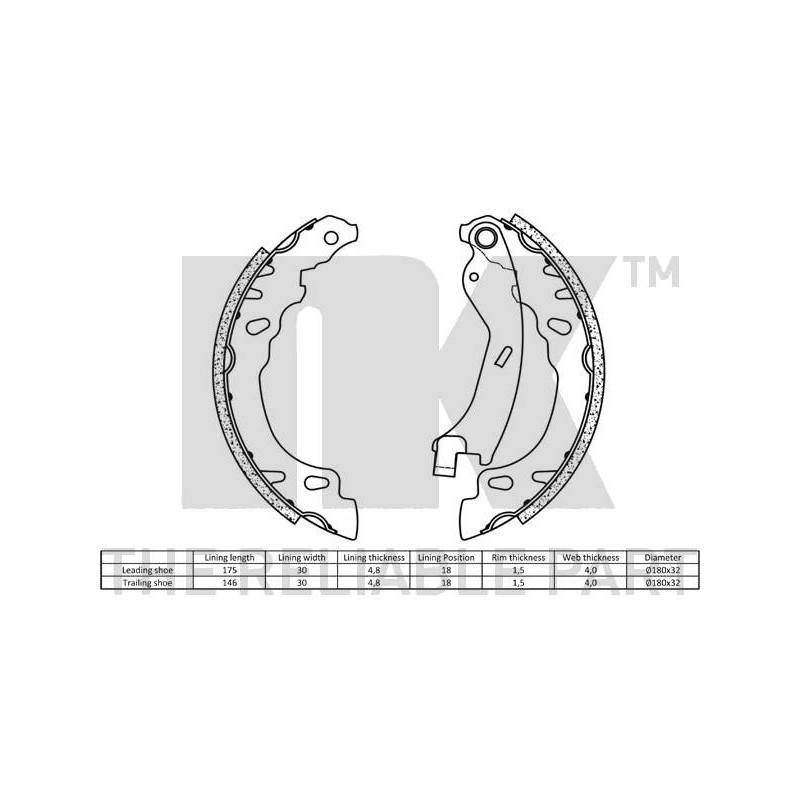 Jeu de mâchoires de frein NK