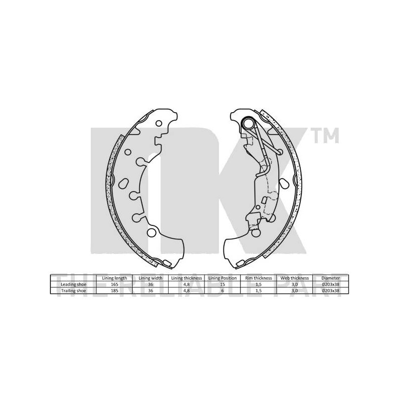 Jeu de mâchoires de frein NK