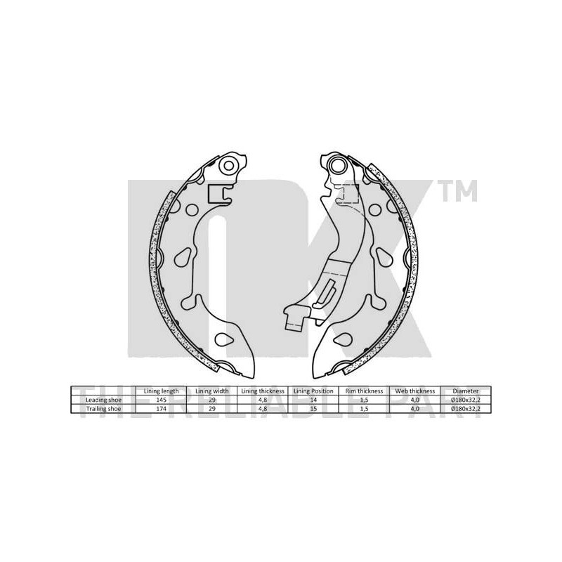 Jeu de mâchoires de frein NK