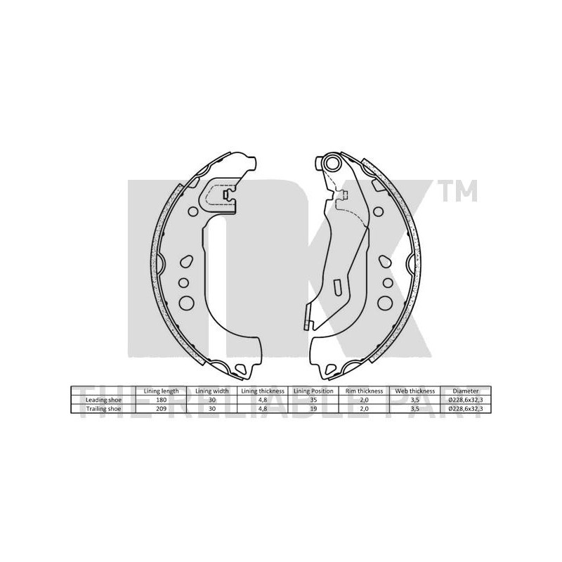 Jeu de mâchoires de frein NK