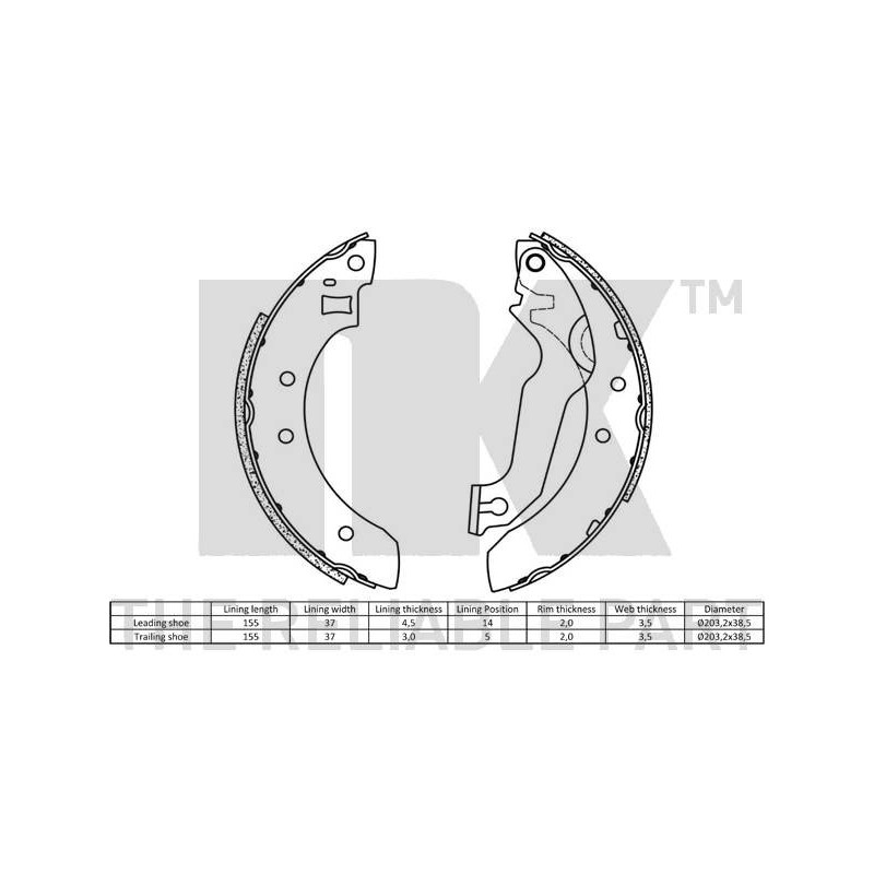 Jeu de mâchoires de frein NK