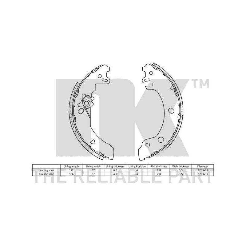 Jeu de mâchoires de frein NK