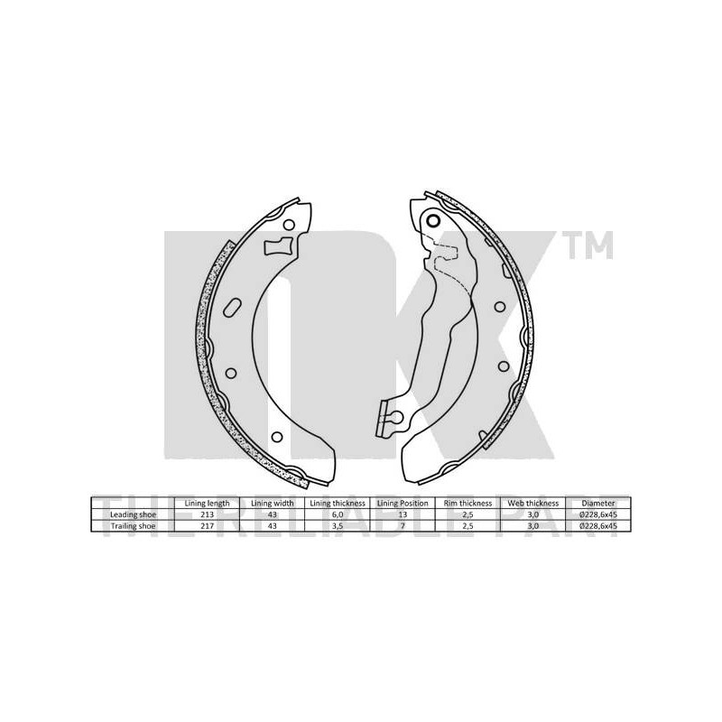 Jeu de mâchoires de frein NK