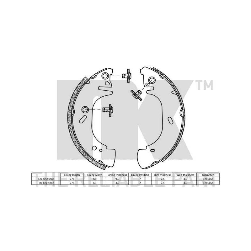 Jeu de mâchoires de frein NK