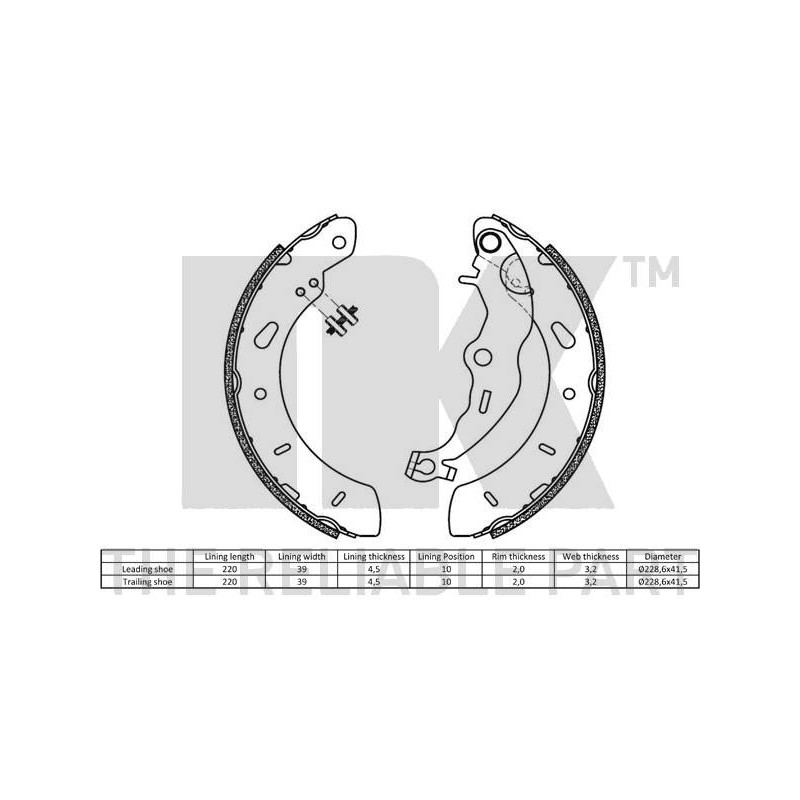 Jeu de mâchoires de frein NK