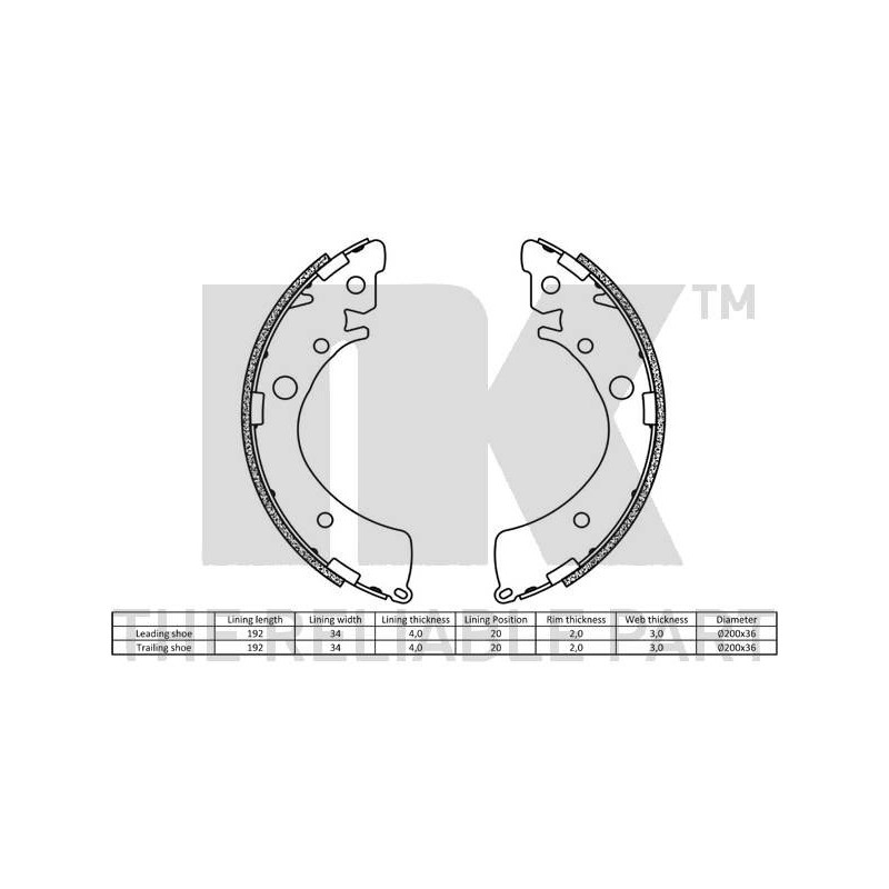 Jeu de mâchoires de frein NK