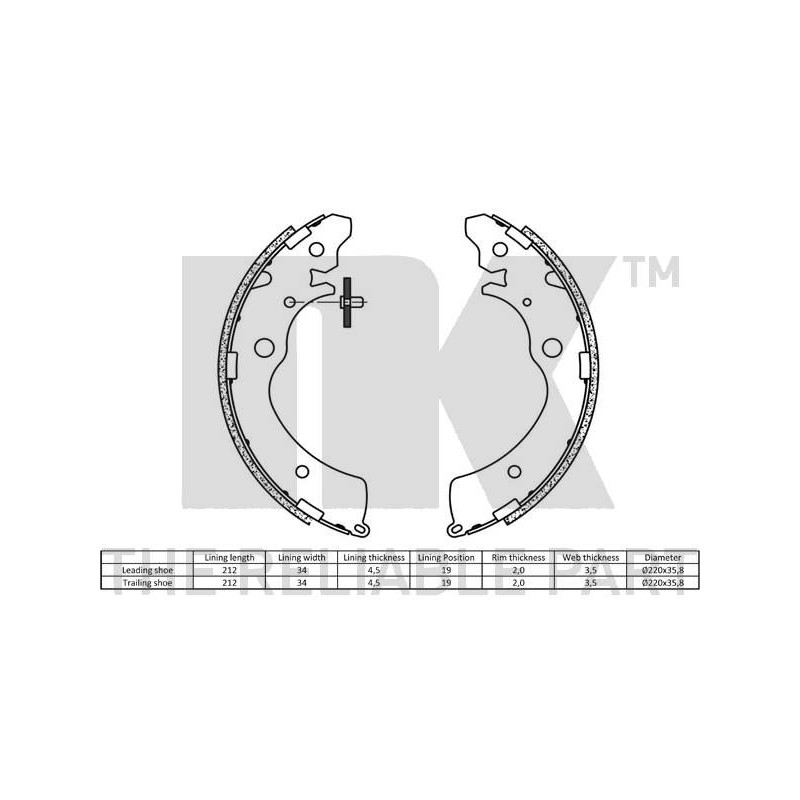 Jeu de mâchoires de frein NK