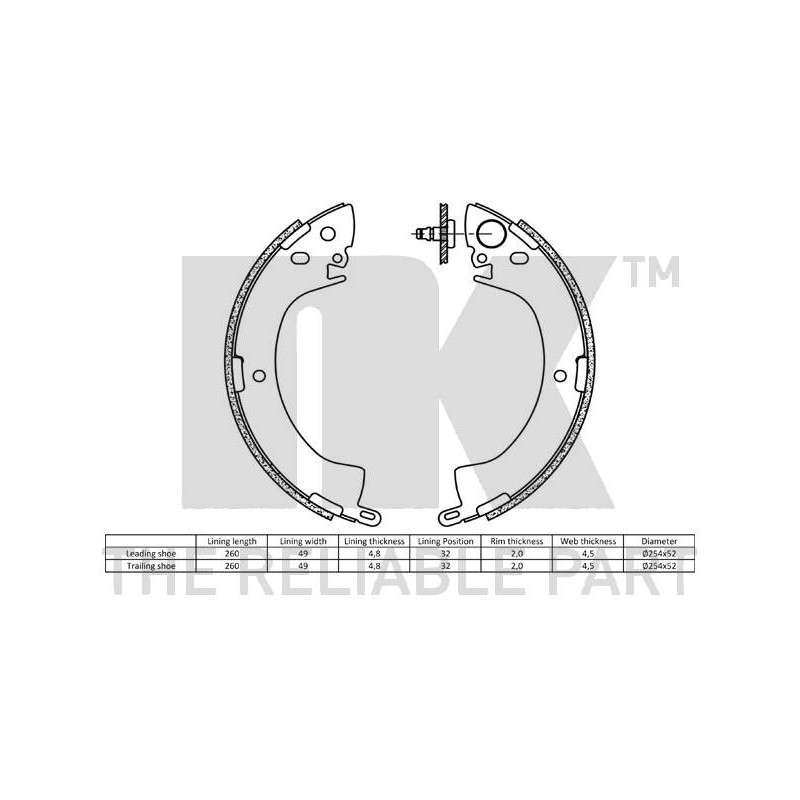 Jeu de mâchoires de frein NK