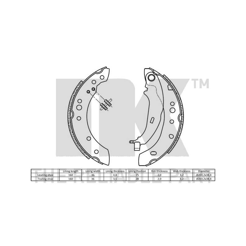 Jeu de mâchoires de frein NK