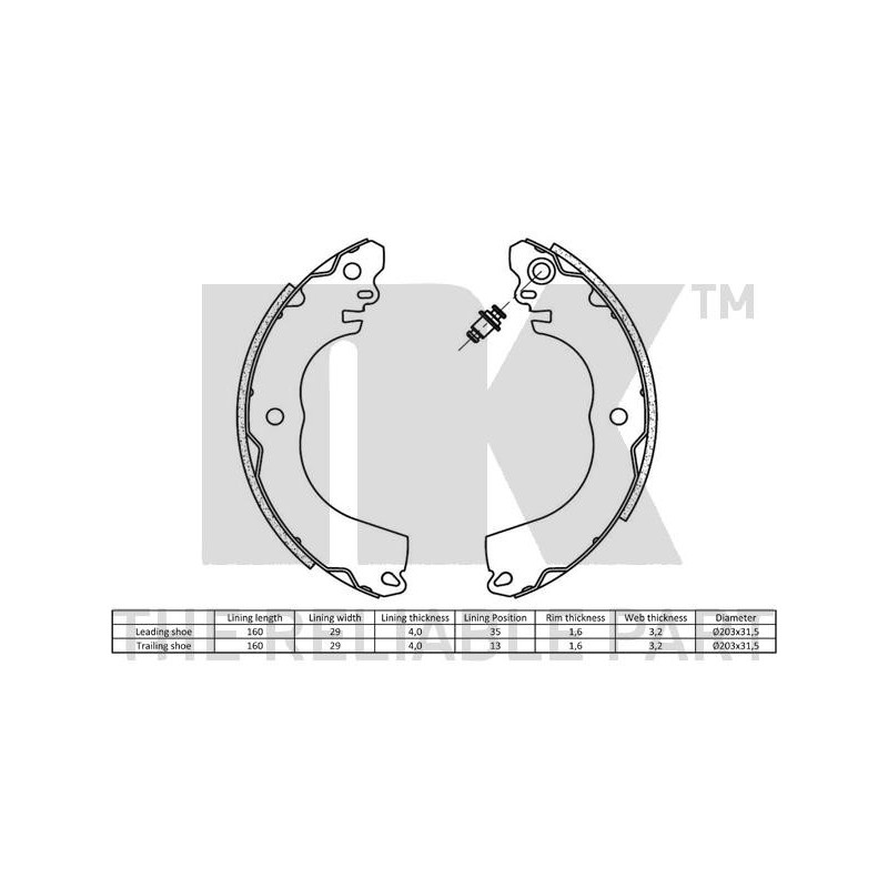 Jeu de mâchoires de frein NK