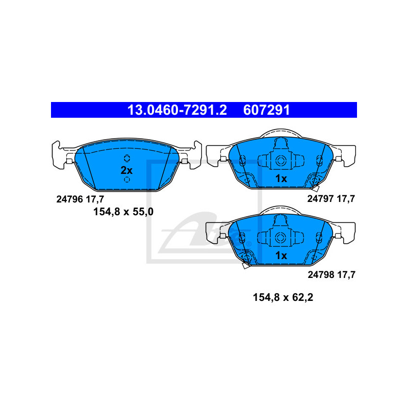 Jeu de quatre plaquettes de frein à disque ATE