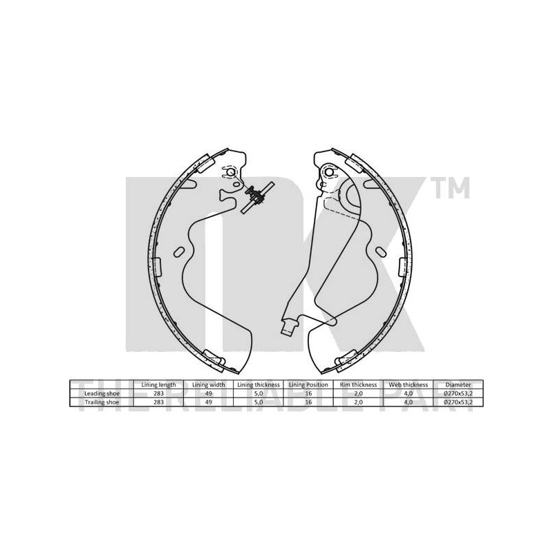 Jeu de mâchoires de frein NK