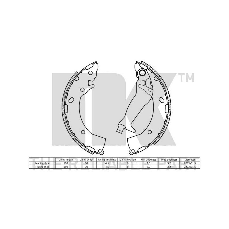 Jeu de mâchoires de frein NK