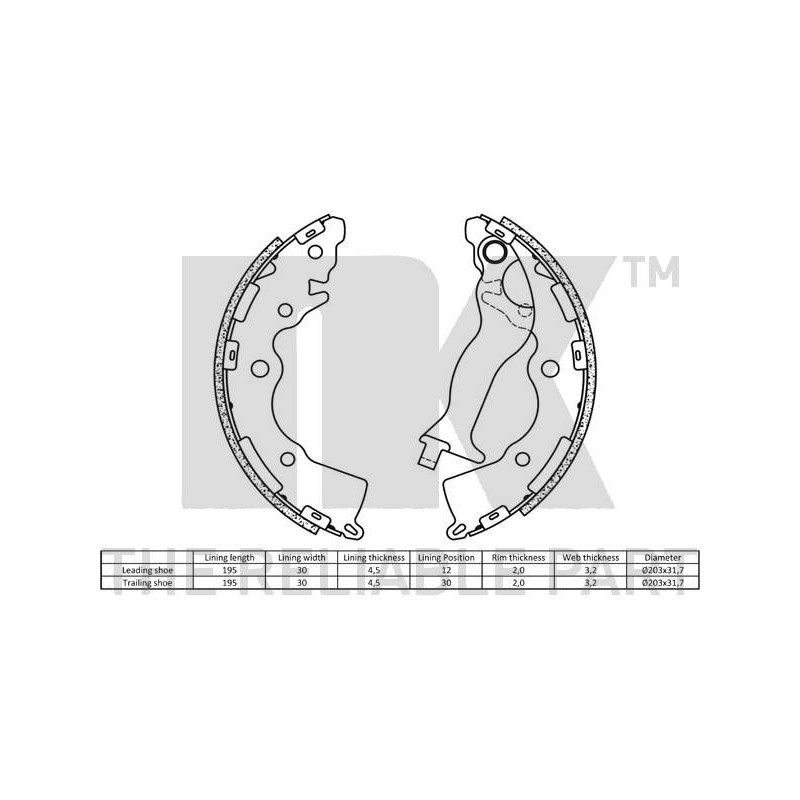 Jeu de mâchoires de frein NK