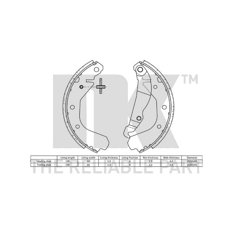 Jeu de mâchoires de frein NK