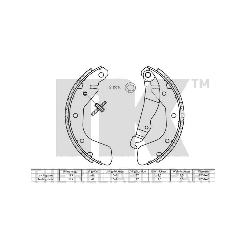 Jeu de mâchoires de frein NK