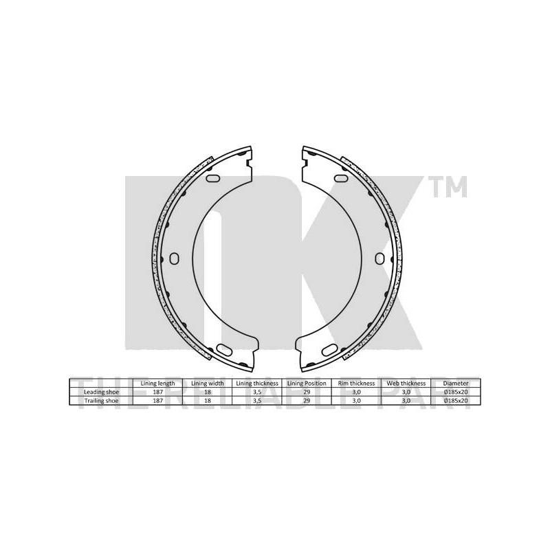 Jeu de mâchoires de frein (frein de stationnement) NK