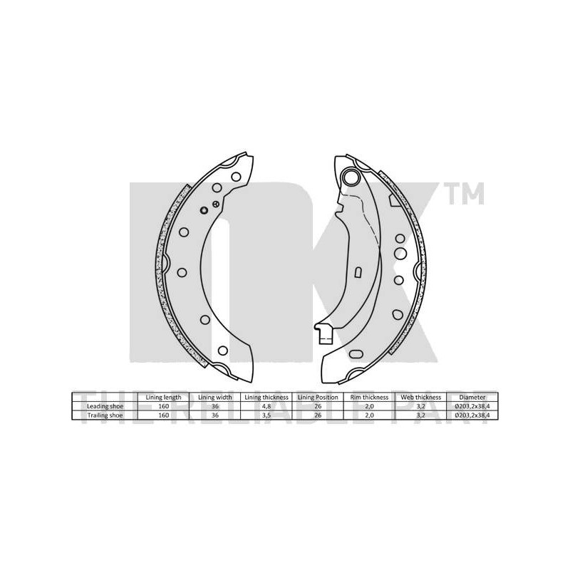 Jeu de mâchoires de frein NK