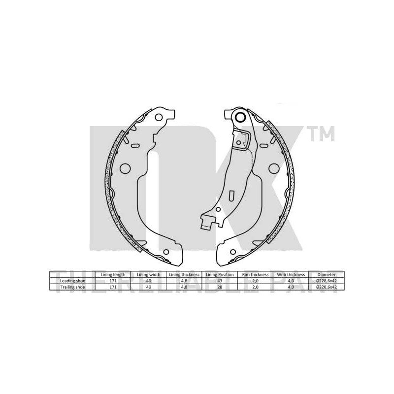 Jeu de mâchoires de frein NK