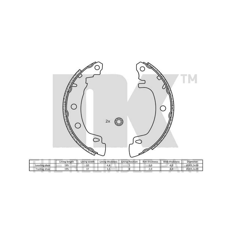 Jeu de mâchoires de frein NK