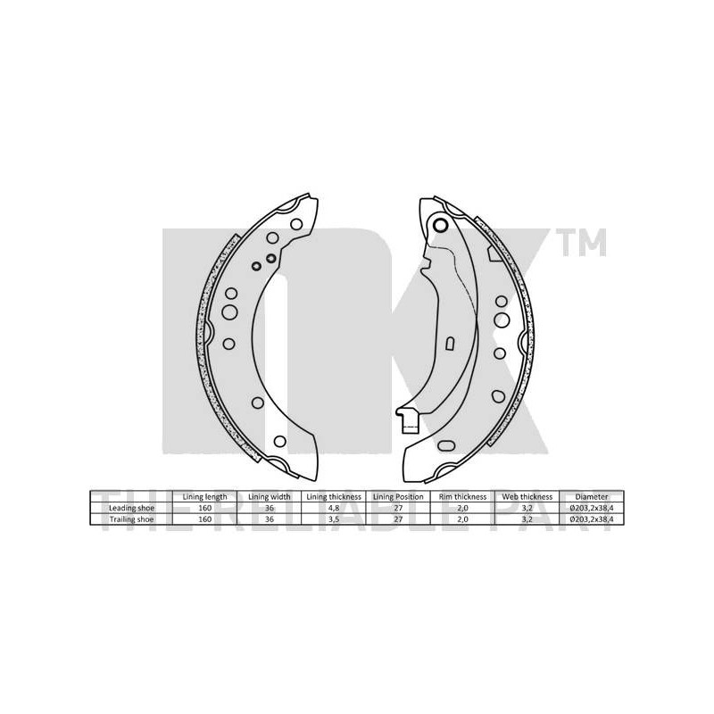 Jeu de mâchoires de frein NK