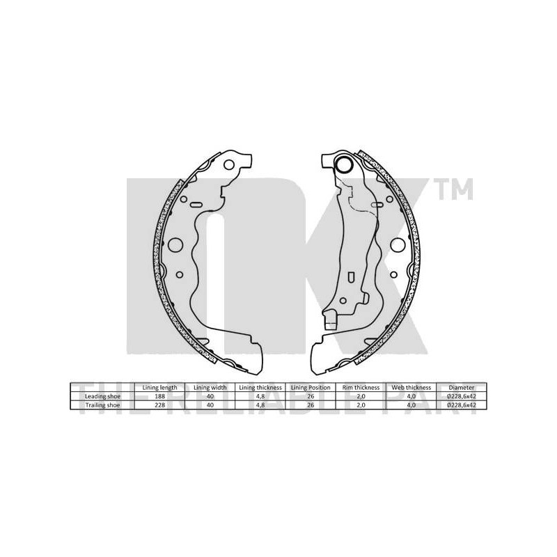 Jeu de mâchoires de frein NK