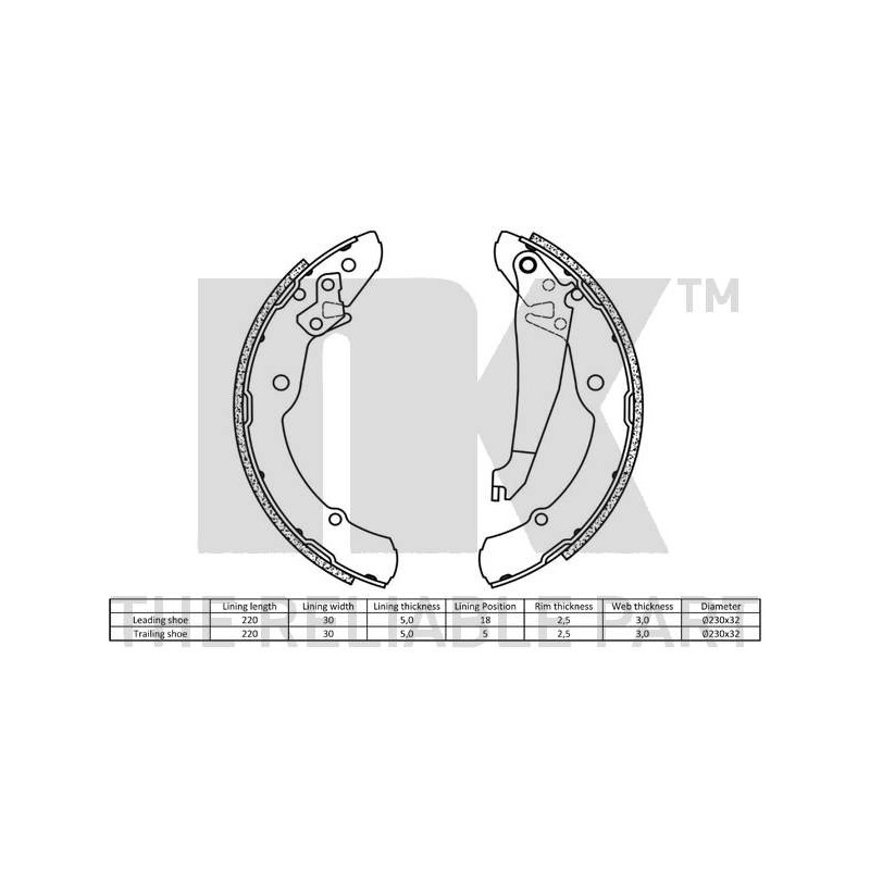 Jeu de mâchoires de frein NK