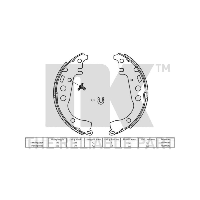 Jeu de mâchoires de frein NK