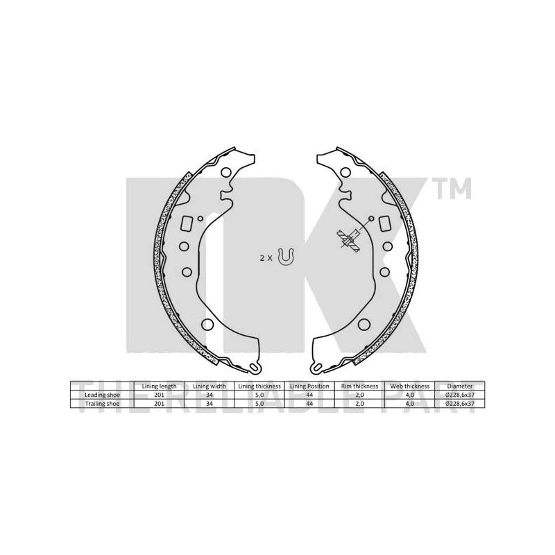 Jeu de mâchoires de frein NK