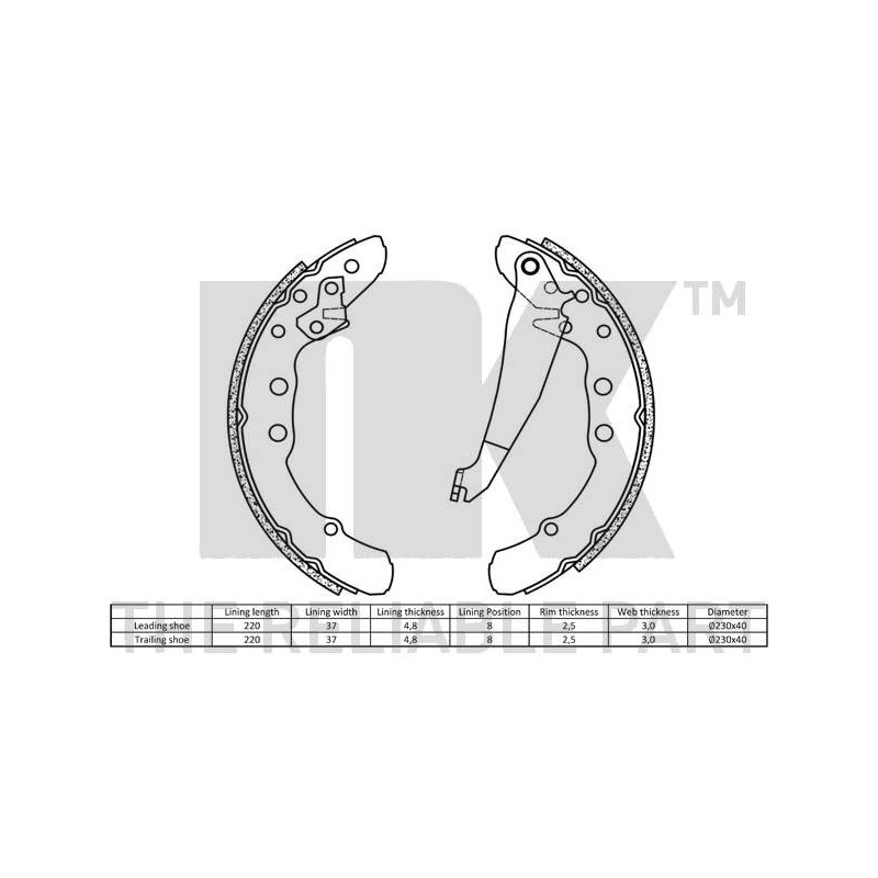 Jeu de mâchoires de frein NK