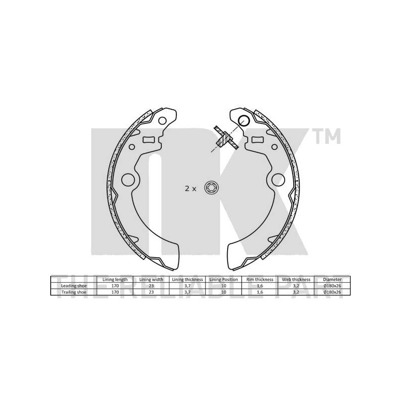 Jeu de mâchoires de frein NK