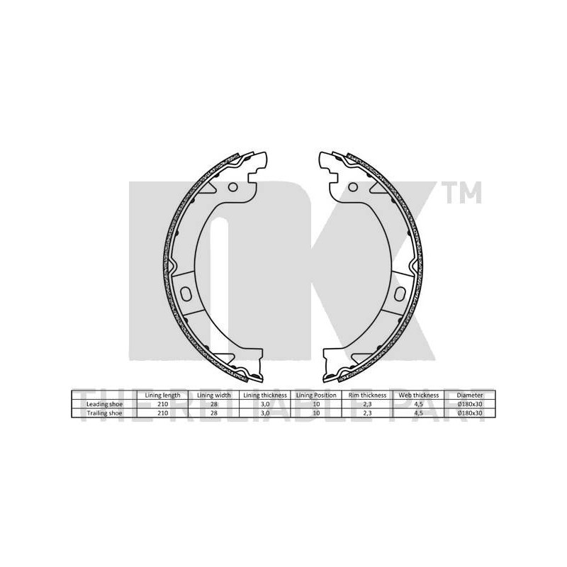 Jeu de mâchoires de frein (frein de stationnement) NK