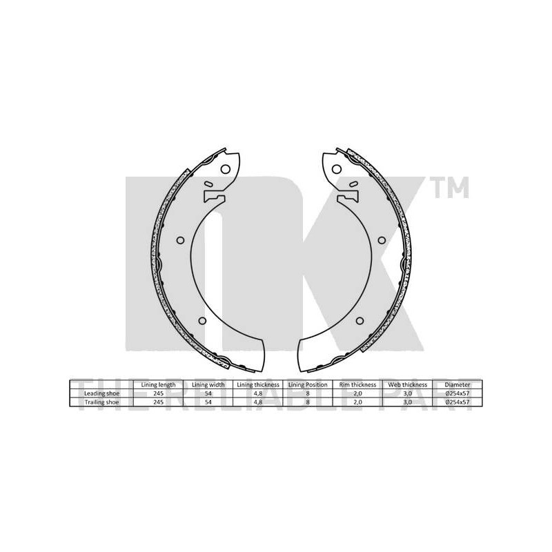 Jeu de mâchoires de frein NK