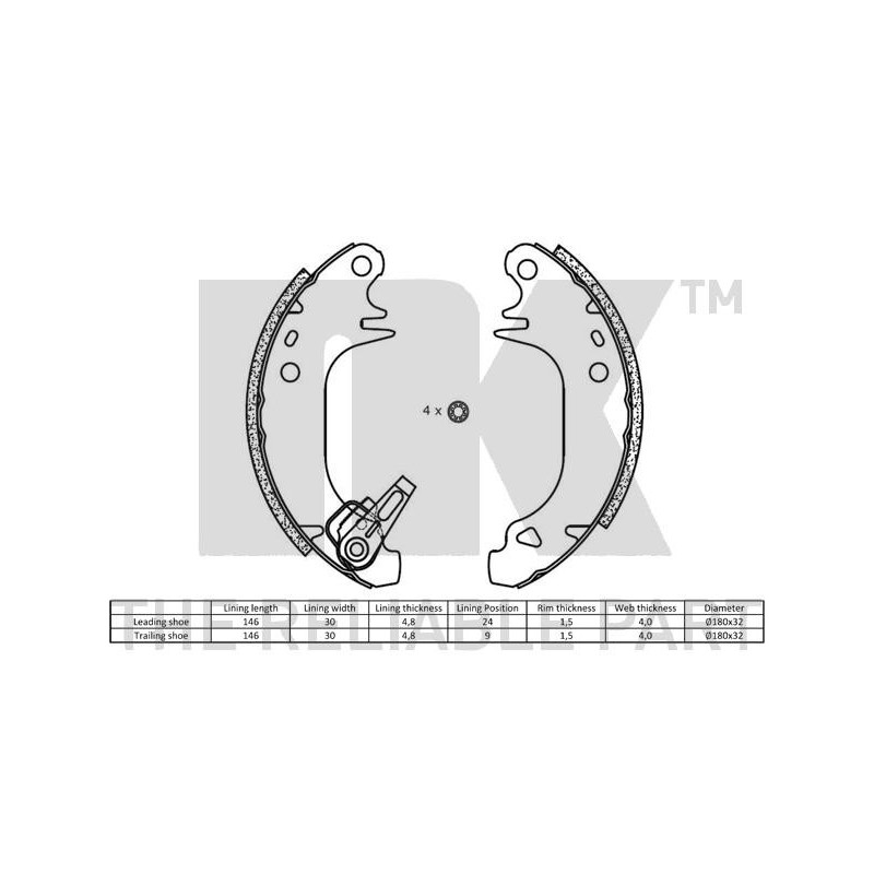 Jeu de mâchoires de frein NK