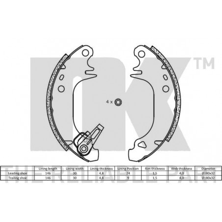 Jeu de mâchoires de frein NK