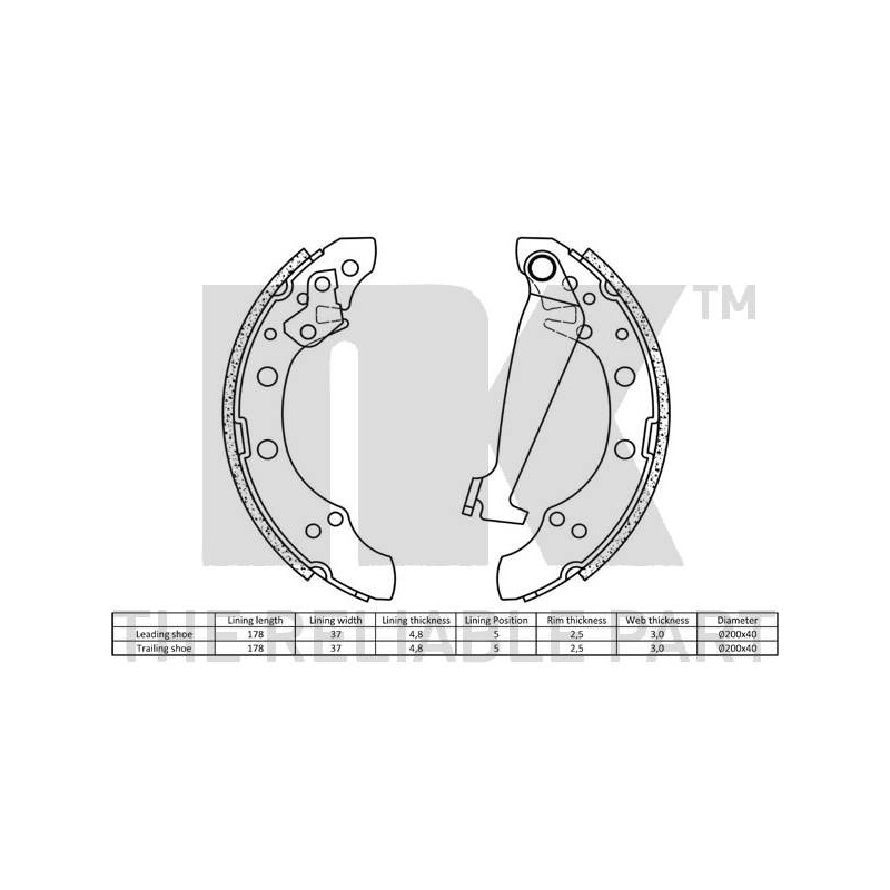 Jeu de mâchoires de frein NK