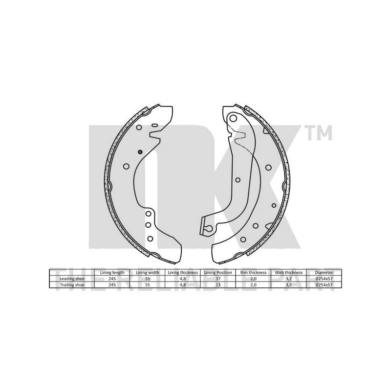 Jeu de mâchoires de frein NK