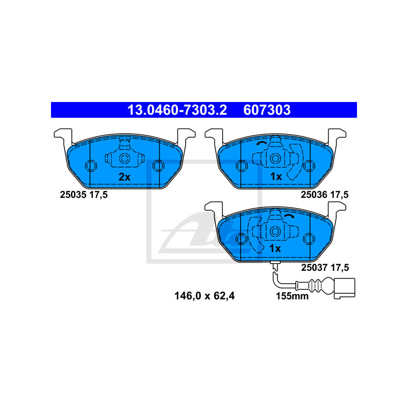 Jeu de quatre plaquettes de frein à disque ATE