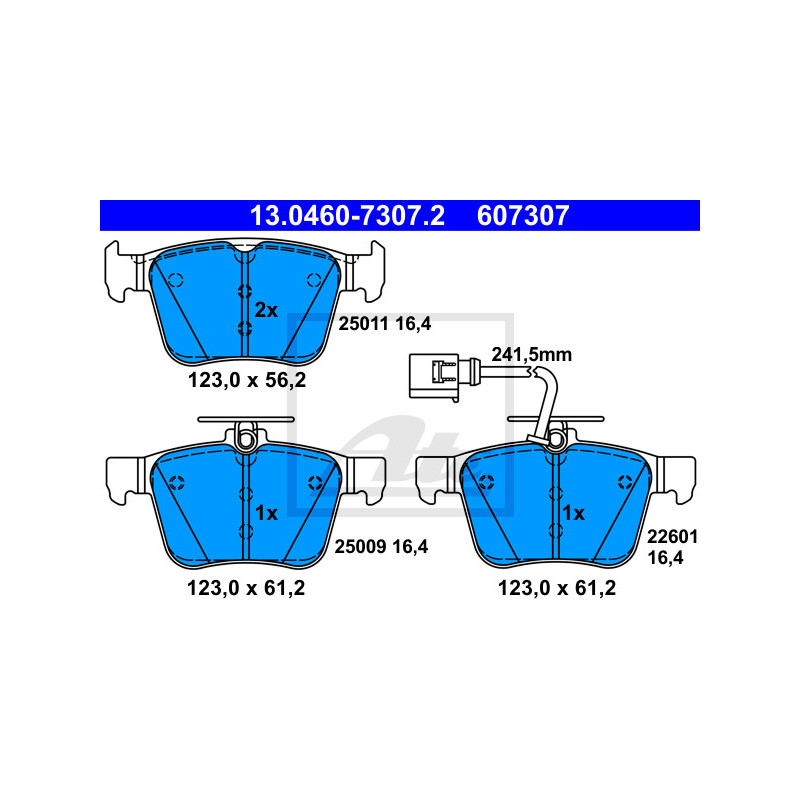 Jeu de quatre plaquettes de frein à disque ATE