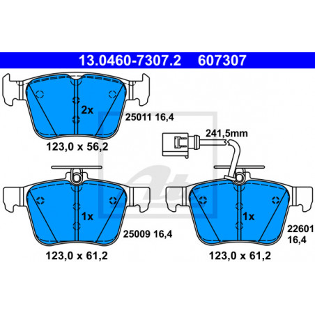 Jeu de quatre plaquettes de frein à disque ATE