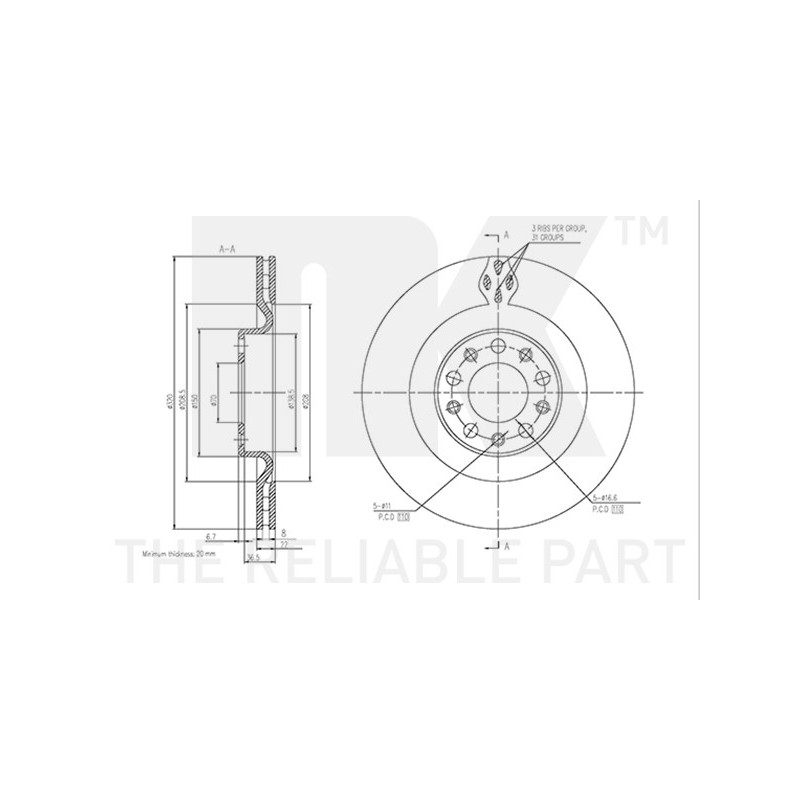 Disque de frein à l'unité NK