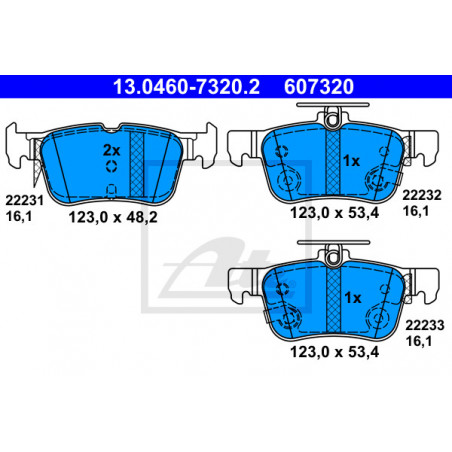 Jeu de quatre plaquettes de frein à disque ATE