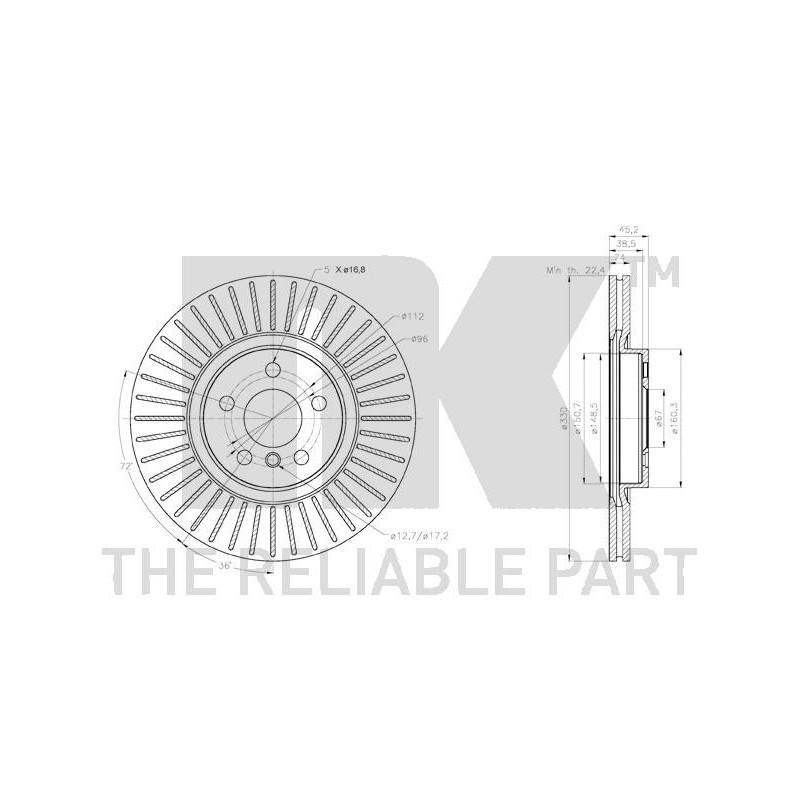 Disque de frein à l'unité NK