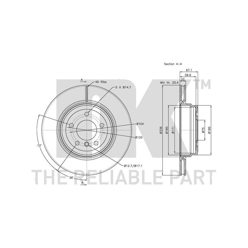 Jeu de 2 disques de frein NK