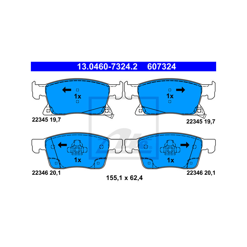 Jeu de quatre plaquettes de frein à disque ATE