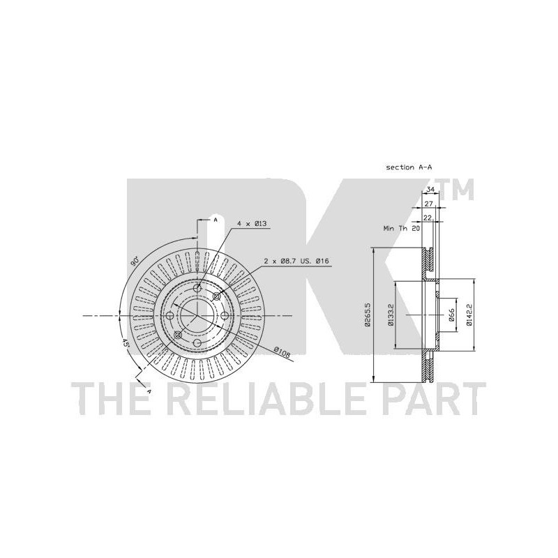 Jeu de 2 disques de frein NK