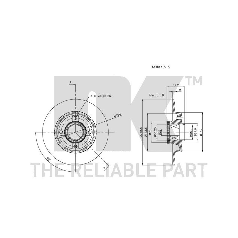 Disque de frein à l'unité NK