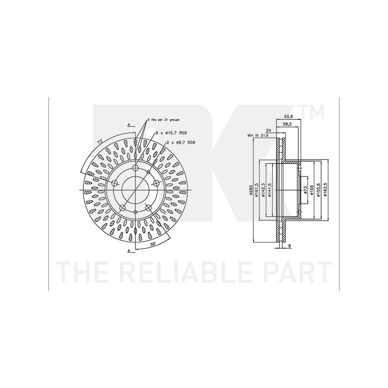 Jeu de 2 disques de frein NK