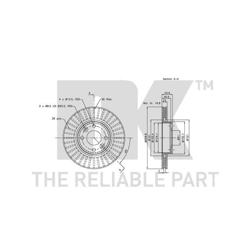 Jeu de 2 disques de frein NK